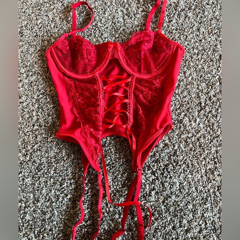 Elegant Red Lace Corset Top